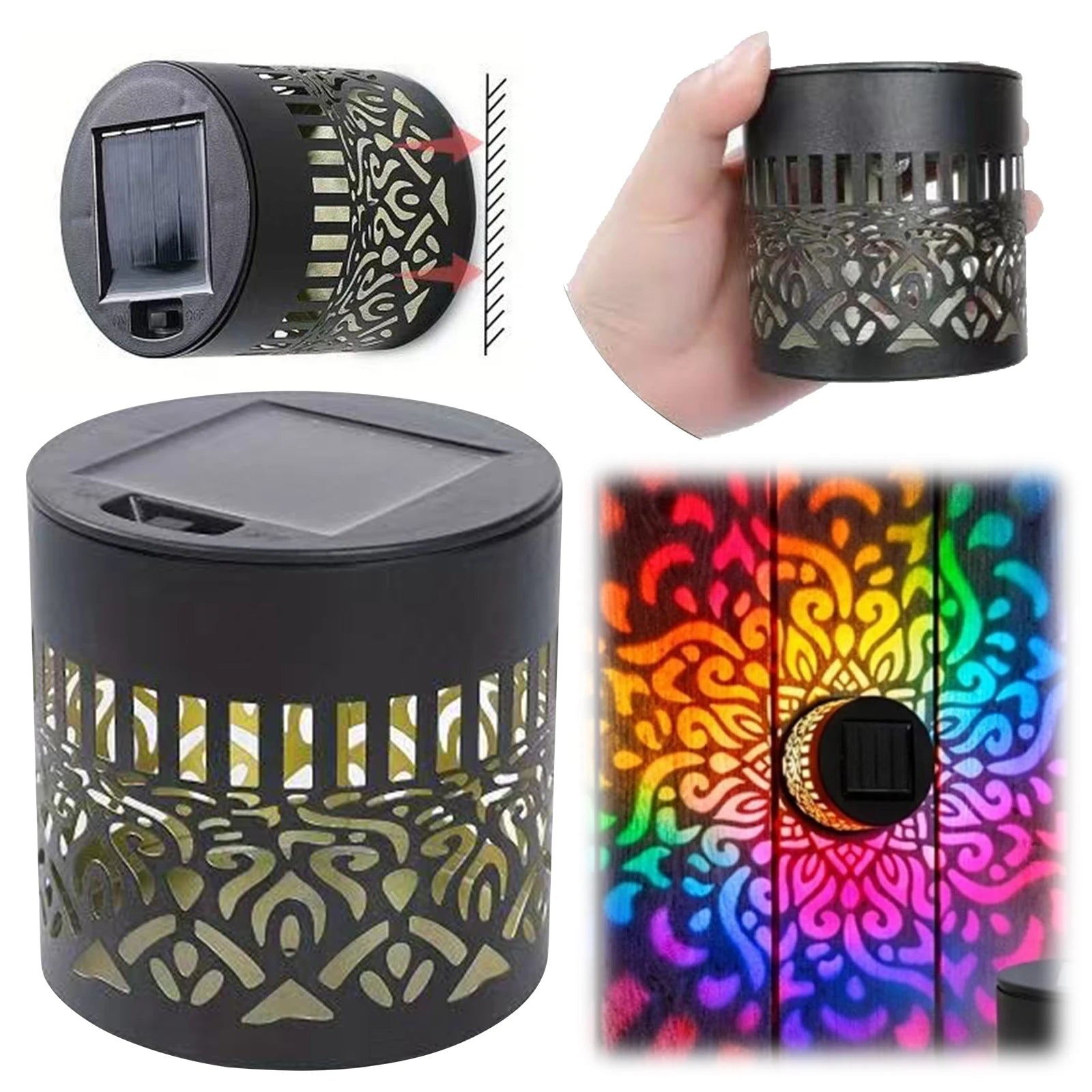 1/2/4pcs Solar Mandala Sunflower Outdoor Wall Light Waterproof Garden Decorative Lamp for Yard Courtyard Fence Decor Qme Colorful Light B 1PCS