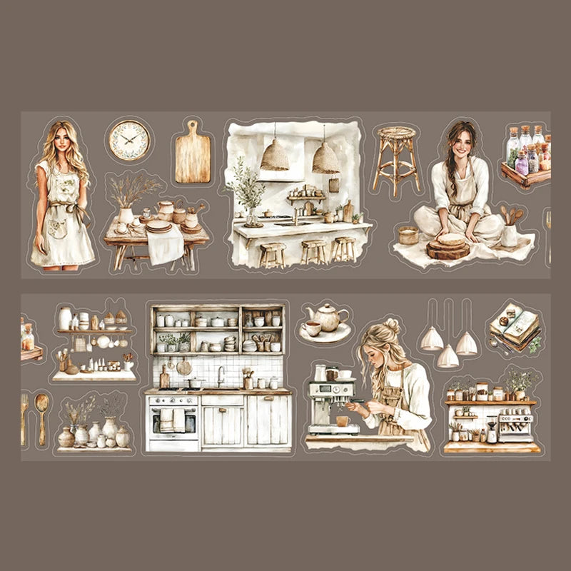Sticker Tape 60mm*2m Home Life Scene Handbook Stationery DIY Handmade Cut And Paste Thin Diary Decorative Film Cut Tape Qme 3