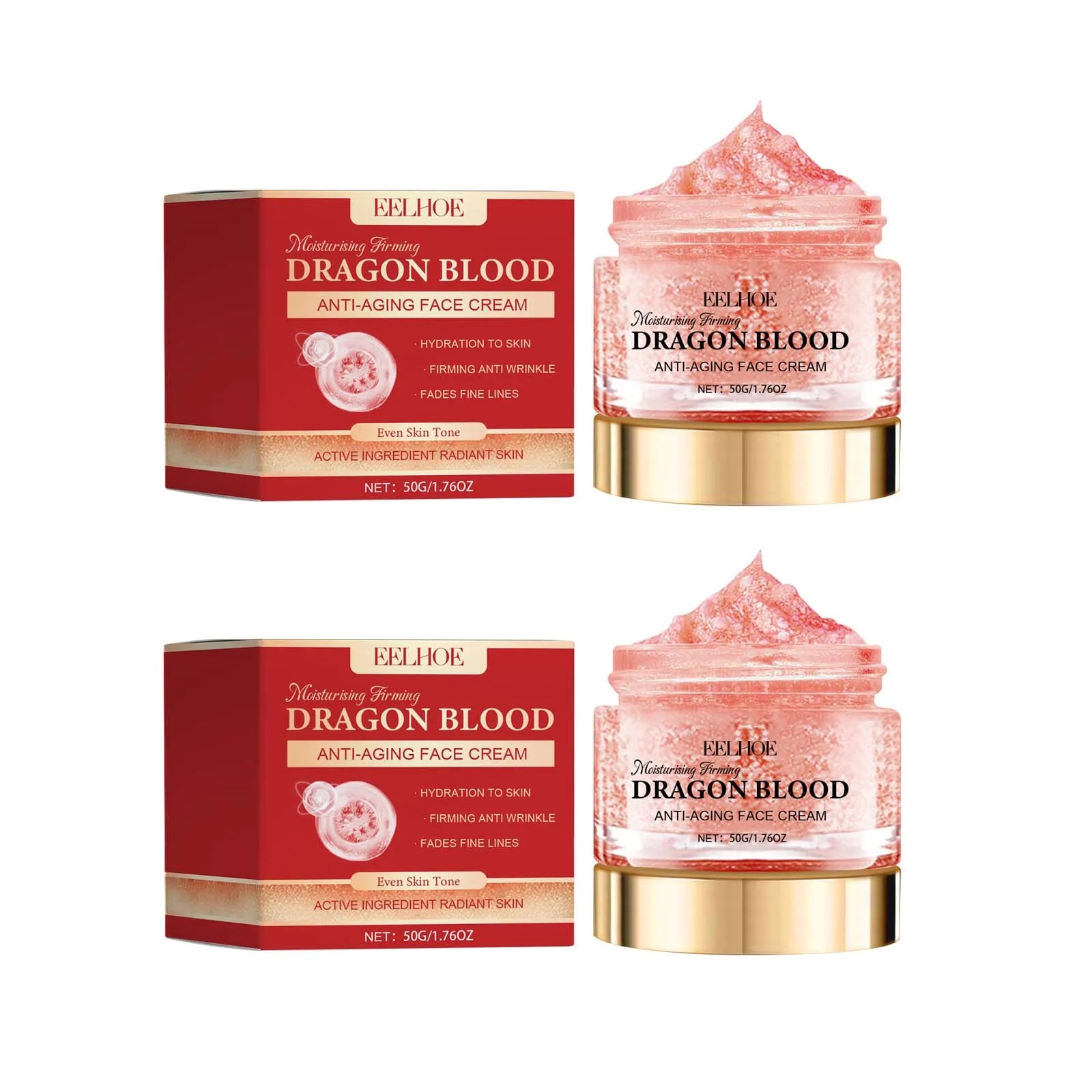 Dragon Blood Face Cream Fade Fine Lines Pore Shrinking Facial Rejuvenation Nourishing Brightening Firming Moisturizing Cream Qme 2 x 50g Boxed