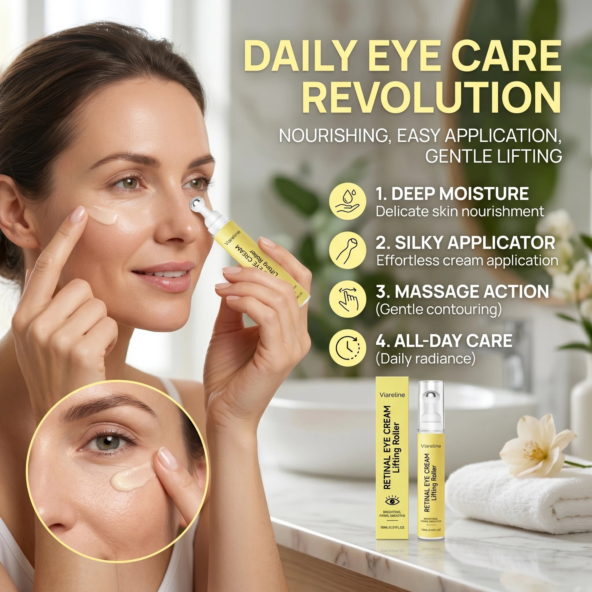 Viareline Retinal Eye Cream Fades Fishtail Pattern Anti-Wrinkle Dark Circles Removal Treatment Eyebags Tightening Skin Eye Cream Qme