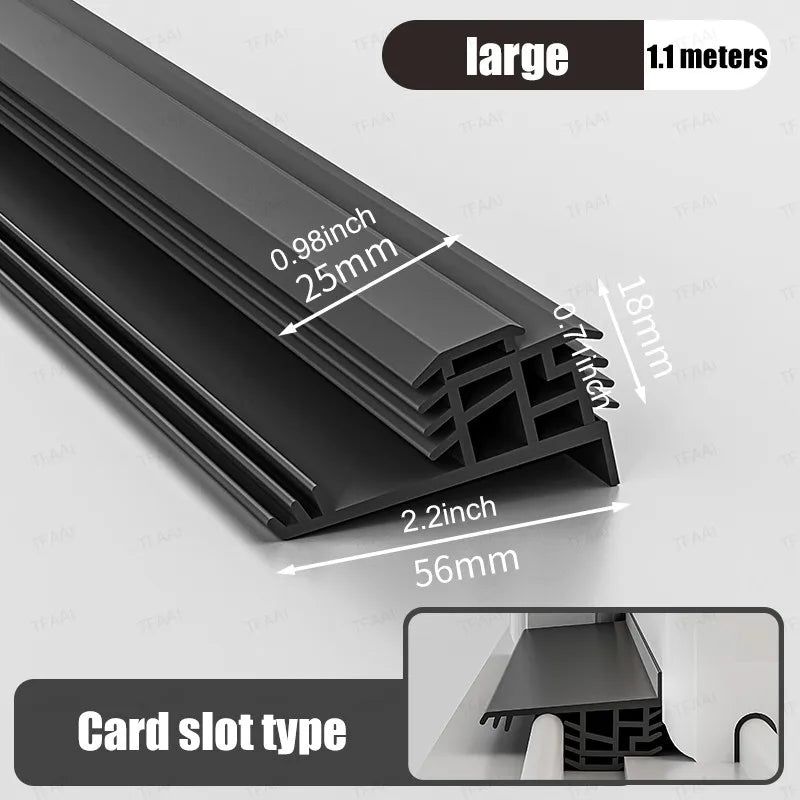 1.1M TPE Windows Water Retaining Strips Heat Cold-resistant Sliding Window Weather Strip Easy Installation Windproof Seal Strip Qme Internal Window-56mm 1.1M