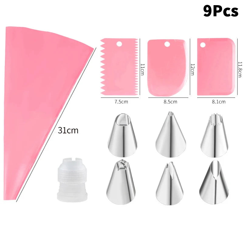 CC11Stainless Steel Piping Nozzle Kitchen Cake Icing Cream Decor Tool Qme 9 Pink