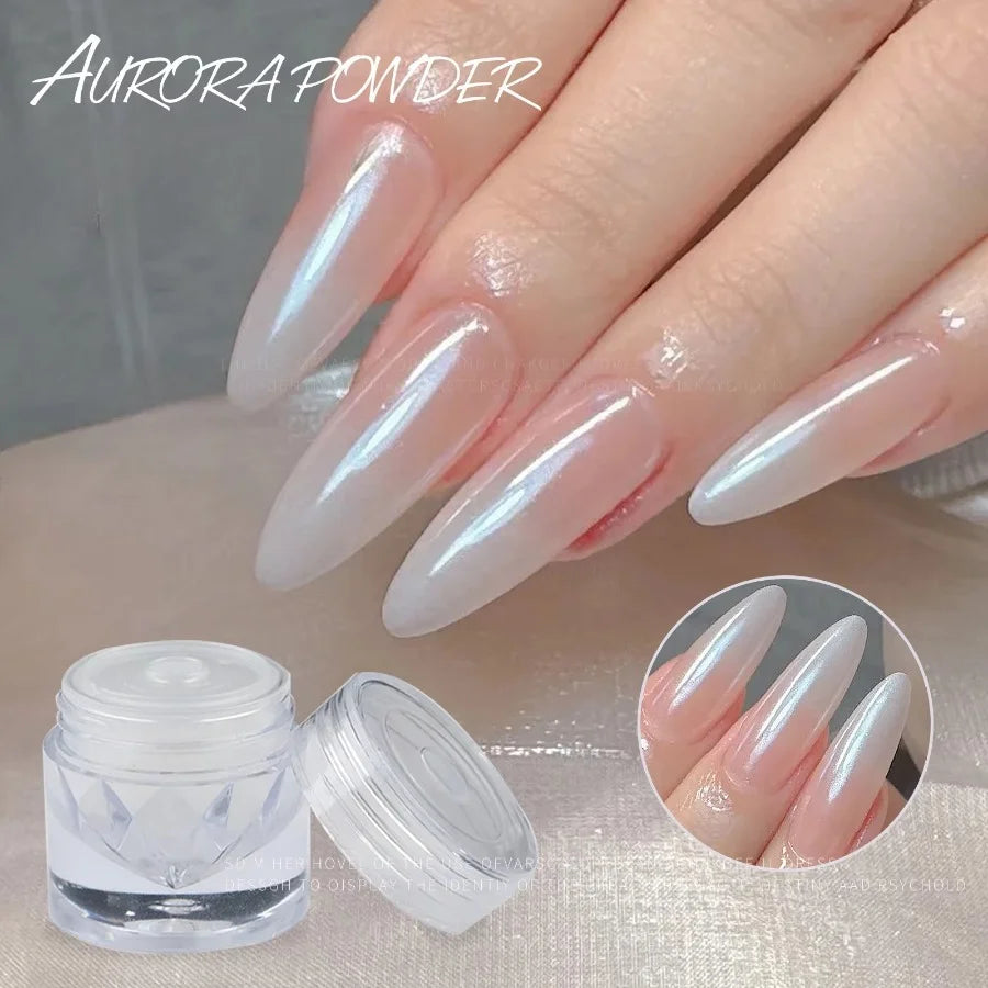 Moon Light Holographic Nail Powder Solid Glitter White Mirror Effect Qme