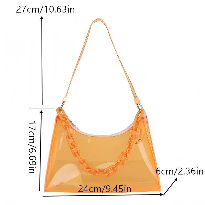 Transparent Jelly Bag Fashionable Messenger Shoulder Waterproof Qme