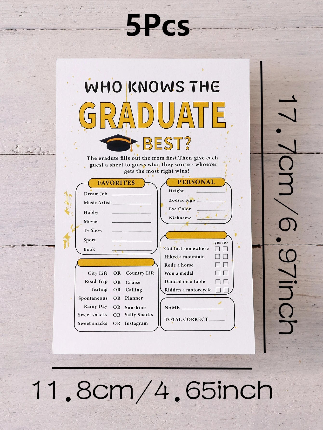 5-50Pcs Yellow Graduate Game Card Graduation Season Creative Gift Tabletop Game for Students Grad Celebration Supplies Qme White-5Pcs