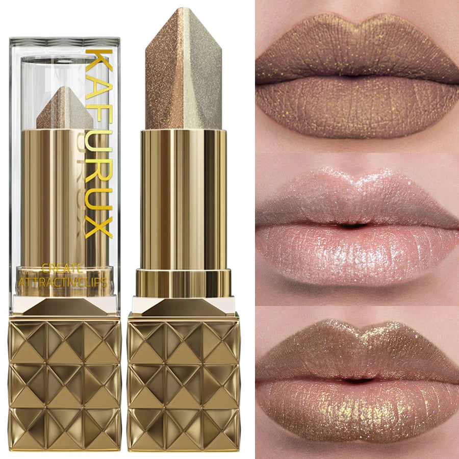 Glitter Shiny Metallic Two Tone Lipstick Matte Pearlescent Lip Tint Qme 204