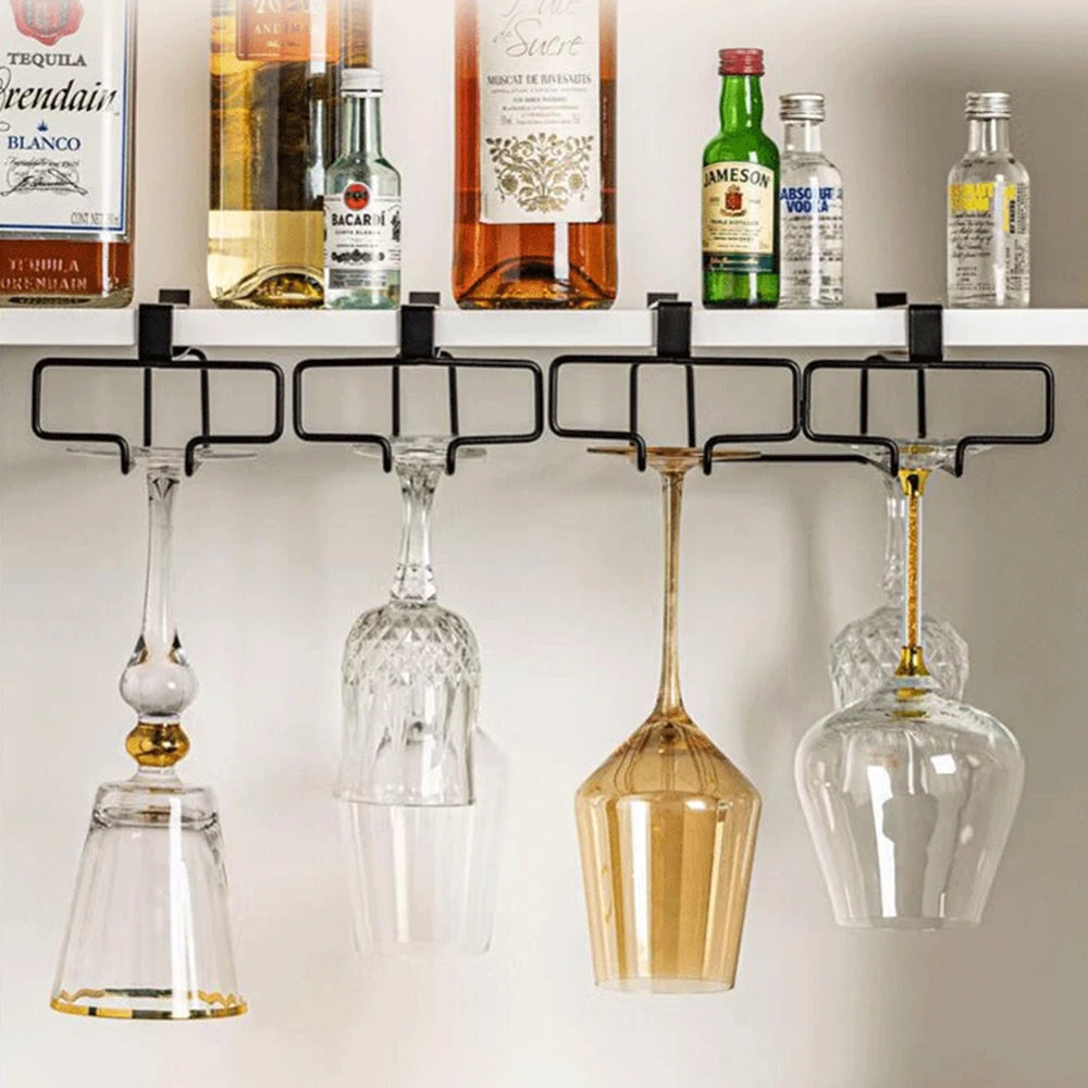 Hanging Red Wine Glass Storage Rack, Home High Footed Cup Storage Rack Without Punching Holes Inverted Drain Rack Organizer Qme