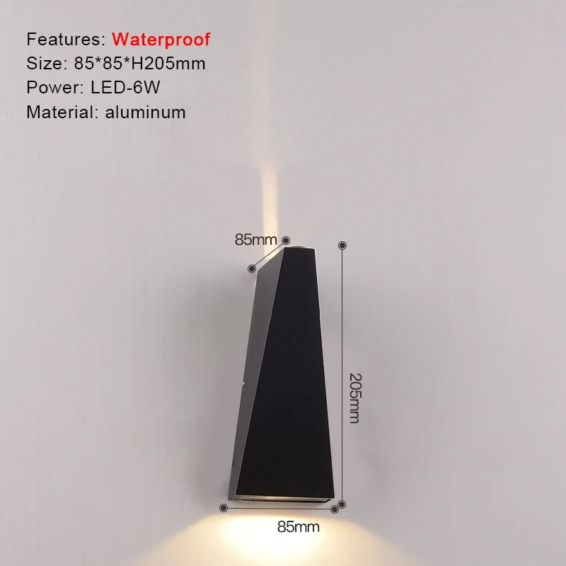TRAZOS Round Square Modern Wall Lights Garden Porch Ip65 Waterproof Up Down Lighting Outdoor Led Bedroom Lamp Wall Decor Qme 1021 Warm White (2700-3500K)