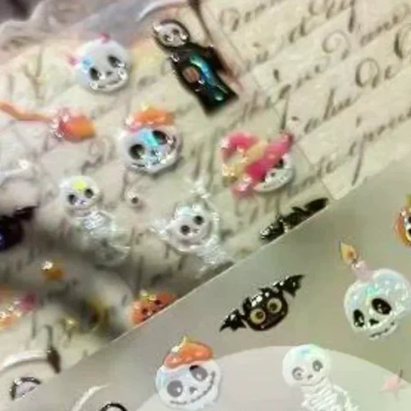 Halloween Nail Stickers Cute Star Moon Skeleton Pattern Decals Easy Qme Default Title