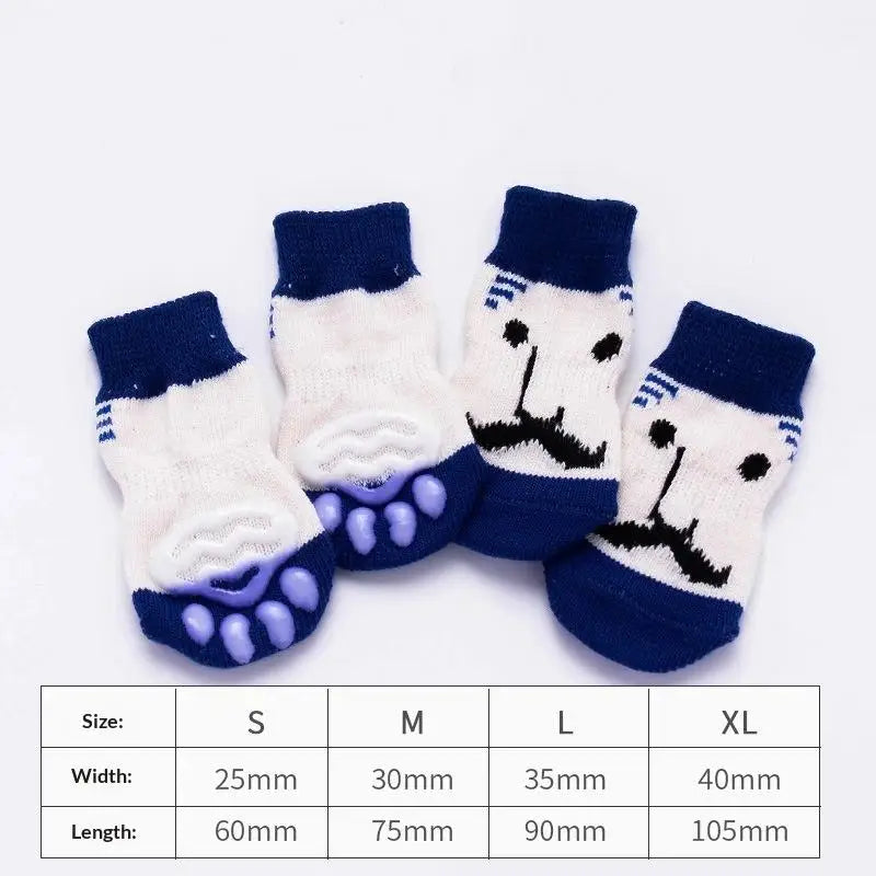 Cartoon Pet Cat Dog Floor Anti-slip Socks Prevent Scratching Dirt Qme G M