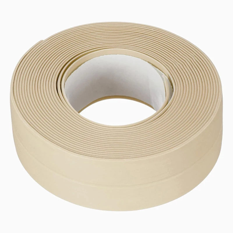 Waterproof Sealing Tape Strips PVC Self Adhesive Wall Sticker for Bathroom Shower Bath Seal Caulk Strip Kitchen Sink Mold Proof Qme 16M(52.5 Feet) Beige 3.8CM(1.5inch)