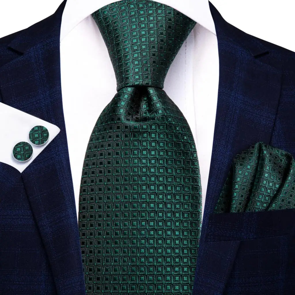 Dark Green Paisley Plaid Tie Men Groom Wedding Sage Mint Necktie