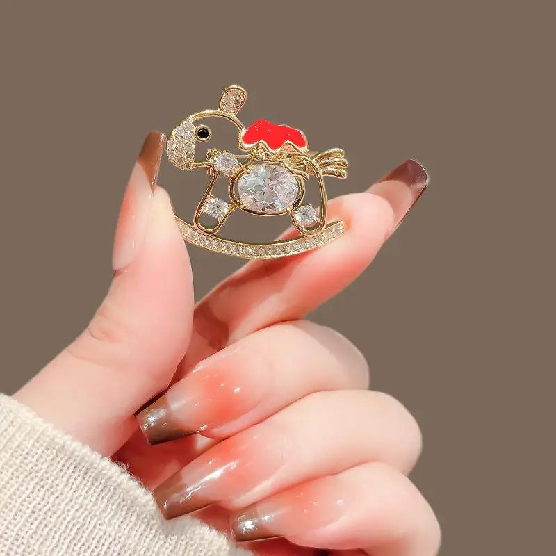 Cute Red Dripping Oil Zodiac Pony Brooches Versatile Animals Horse Corsage Pins Clothing Accessories New Year's Day Gifts Qme style 2