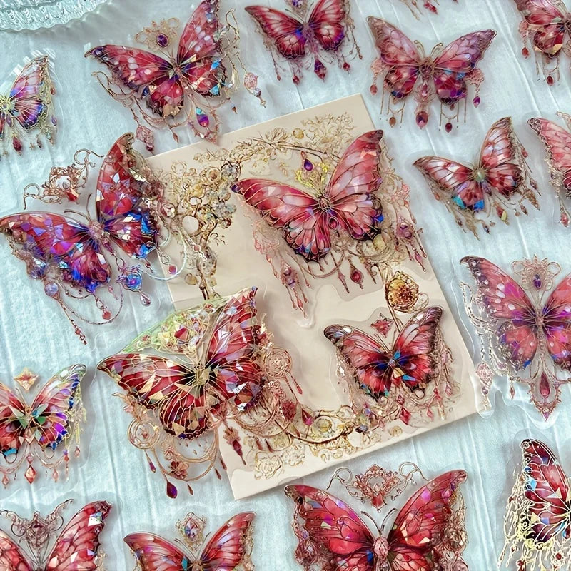 20pcs Colorful Butterflies Journal Planner PET Sticker Pack Diy Handbook Decoration Diary Sticker Scrapbook Aesthetic Stationery Qme A