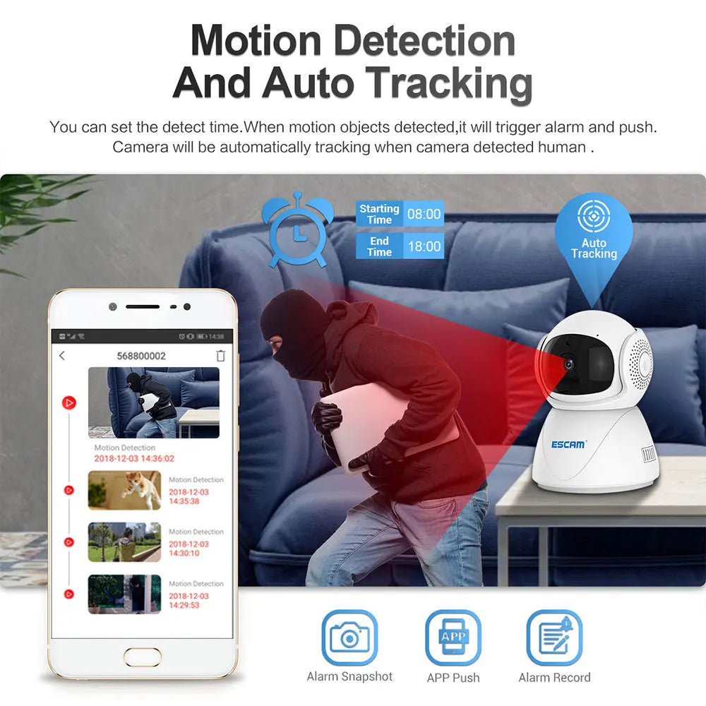 ESCAM PT201 1080P Smart Surveillance Camera Wireless CCTVNetwork 2.4G 5G WiFi IP Camera IR Night Vision Baby Monitor Qme