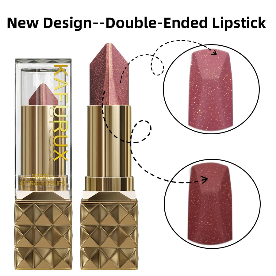Glitter Shiny Metallic Two Tone Lipstick Matte Pearlescent Lip Tint Qme