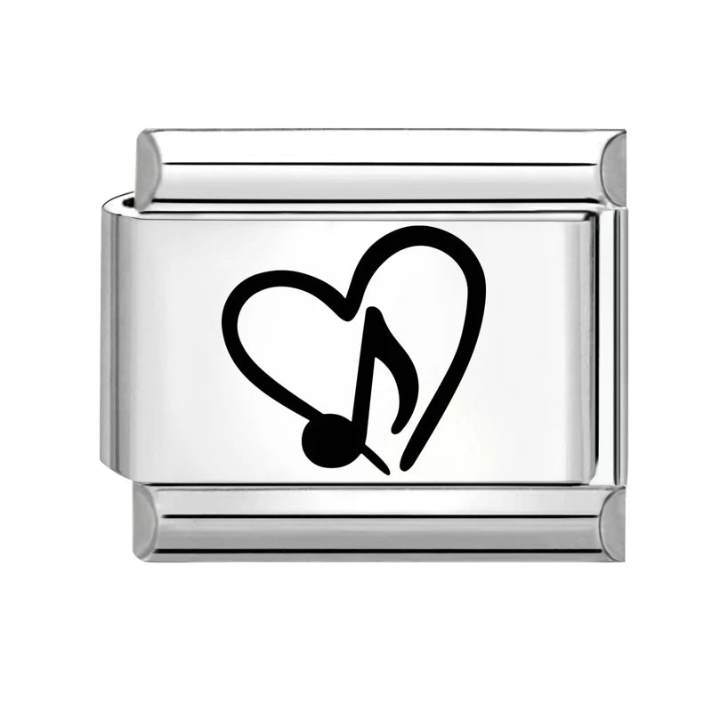 New Fashion Charm Italian Links Fit 9mm Stainless Steel Women Men Jewelry DIY Making Black Heart I Love you You Love Me Bracelet Qme Style 12
