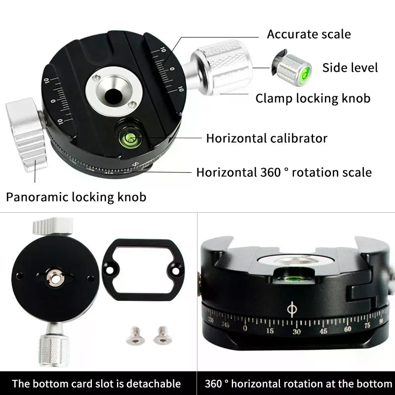360 Rotate Panoramic Shooting Clamp Arca Swiss Camera Tripod Quick Qme