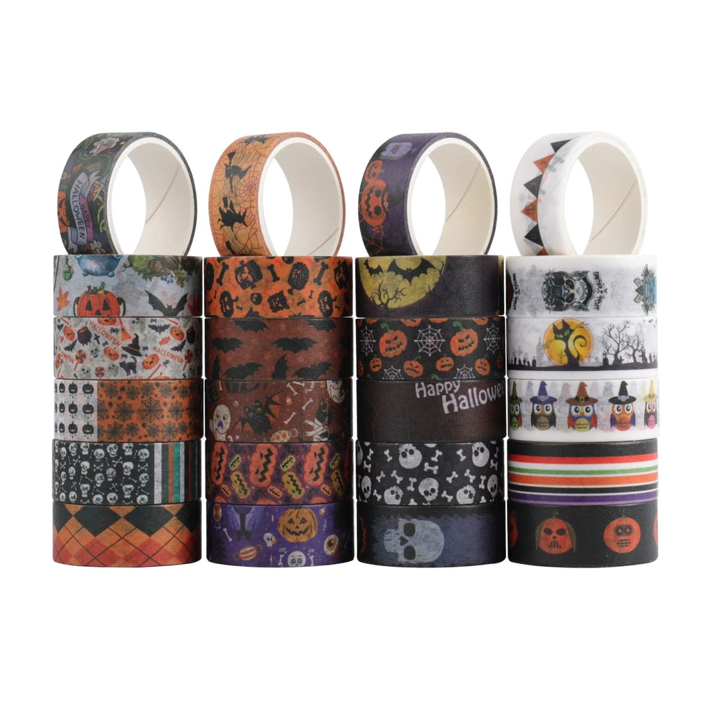 24 Rolls Halloween Washi Tape Masking Tape Stickers Decorative Tape for Wrapping Tape Stickers Scrapbook Journal DIY Craft Qme