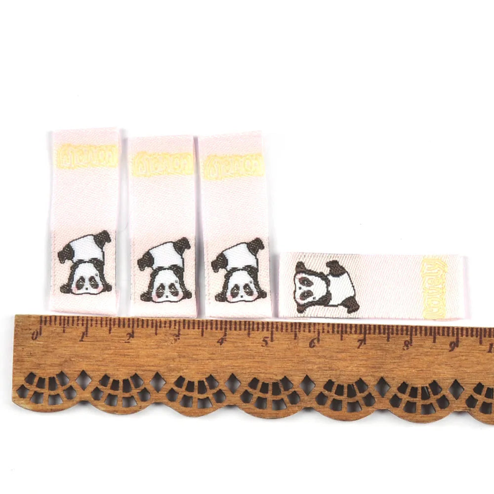 50Pcs New Cartoon Panda Embroidery Labels For Sewing Clothes Accessories Washable Care Garment Tags DIY Supplies Handicrafts Qme 5