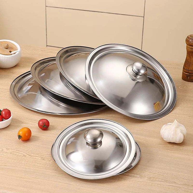 10- Stainless Steel Round Pot Lid Universal Replacement Frying Pan Qme