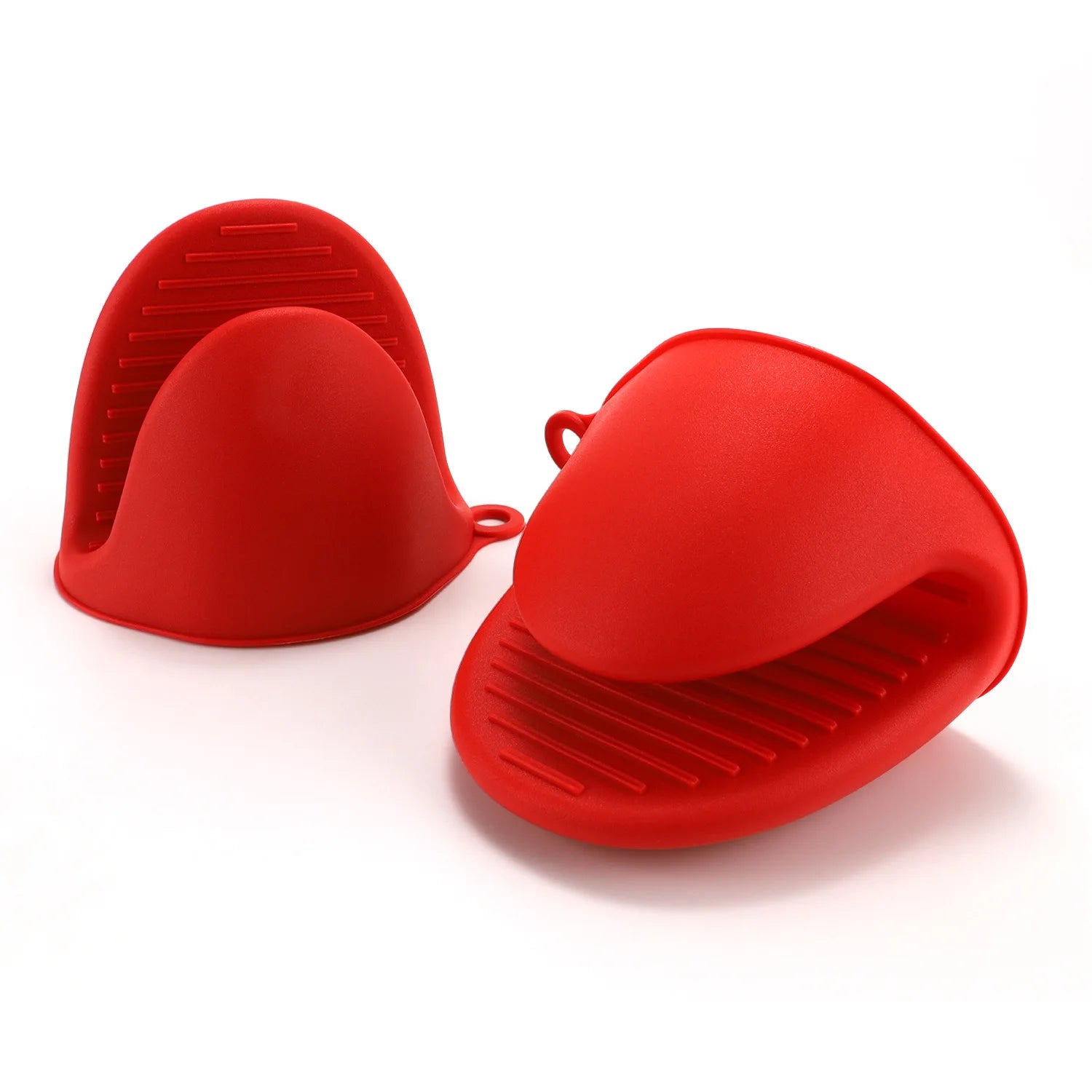 2pcs Oven Mitts Silicone Heat Resistant Pinch Mitts Anti Scalding Non Slip Gloves Clips Pot Holder Cooking Baking Oven Mitts Qme Red