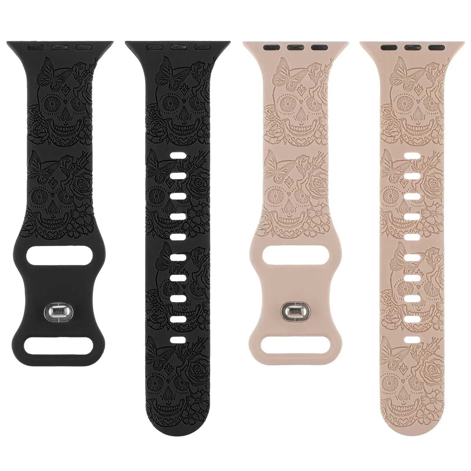 Skull Engraved Strap For Apple Watch Band Ultra 2 49mm 45 44 40 41 42 38mm Silicone Sport Bracelet For iWatch Series 8 9 7 65 SE Qme