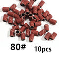 10pcs Sanding Cap Bands For Electric Manicure Machine 180/120/80 Grit Nail Drill Grinding Bit Files Pedicure Tool Set Qme 10PCS