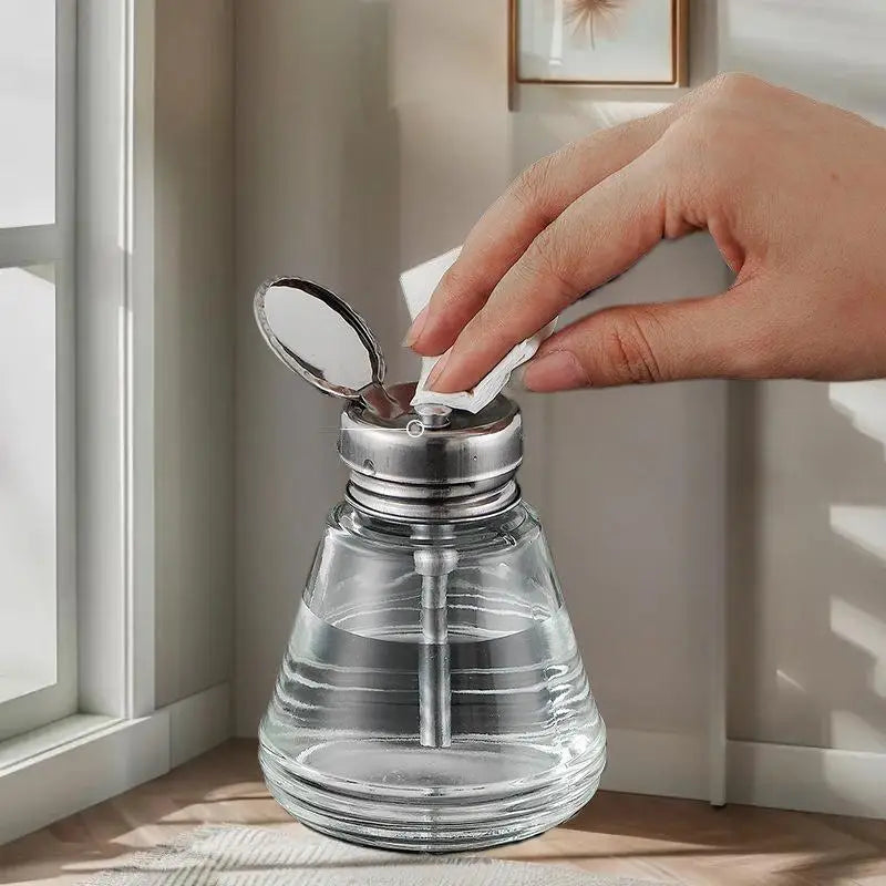 Refillable Glass Nail Storage Bottle Empty Pump Dispenser Polish Qme