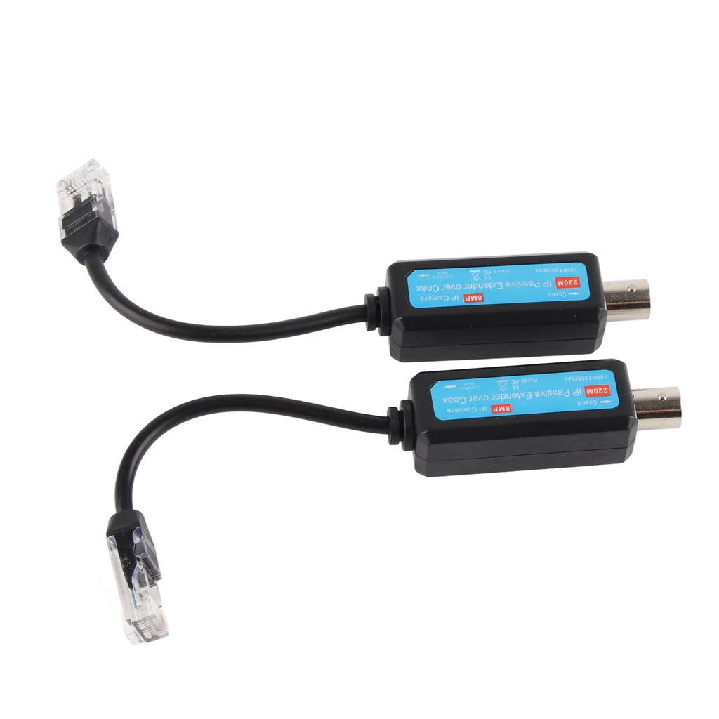 1Pair 10/100Mbps 1CH Passive IP Network Coaxial Transmitter Receiver Extender over Coax Stable Transmission for IP NVR Camera Qme
