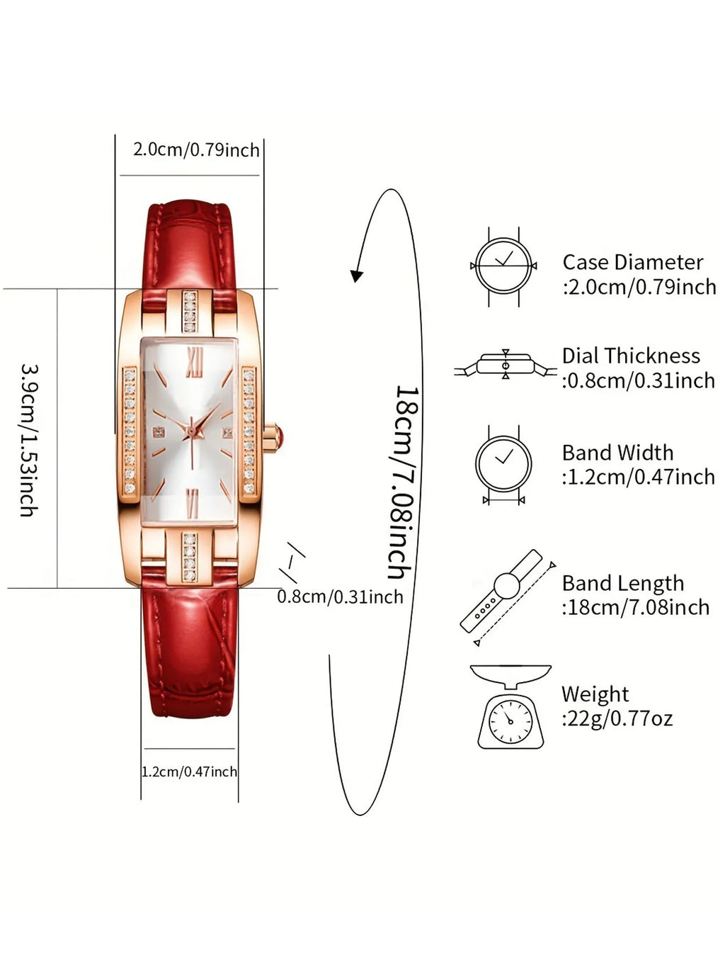 5Pcs/set Red Gold Feast - Ruby and Diamond Jewelry Watch Set Qme