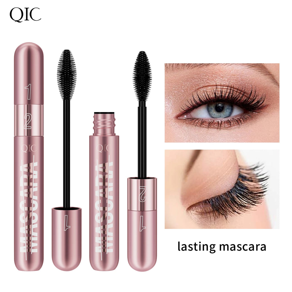 Dual-effect Waterproof Sweatproof 4D Mascara, Thick Lengthening Anti-smudge Dense Long-lasting Curling Eye Makeup Qme