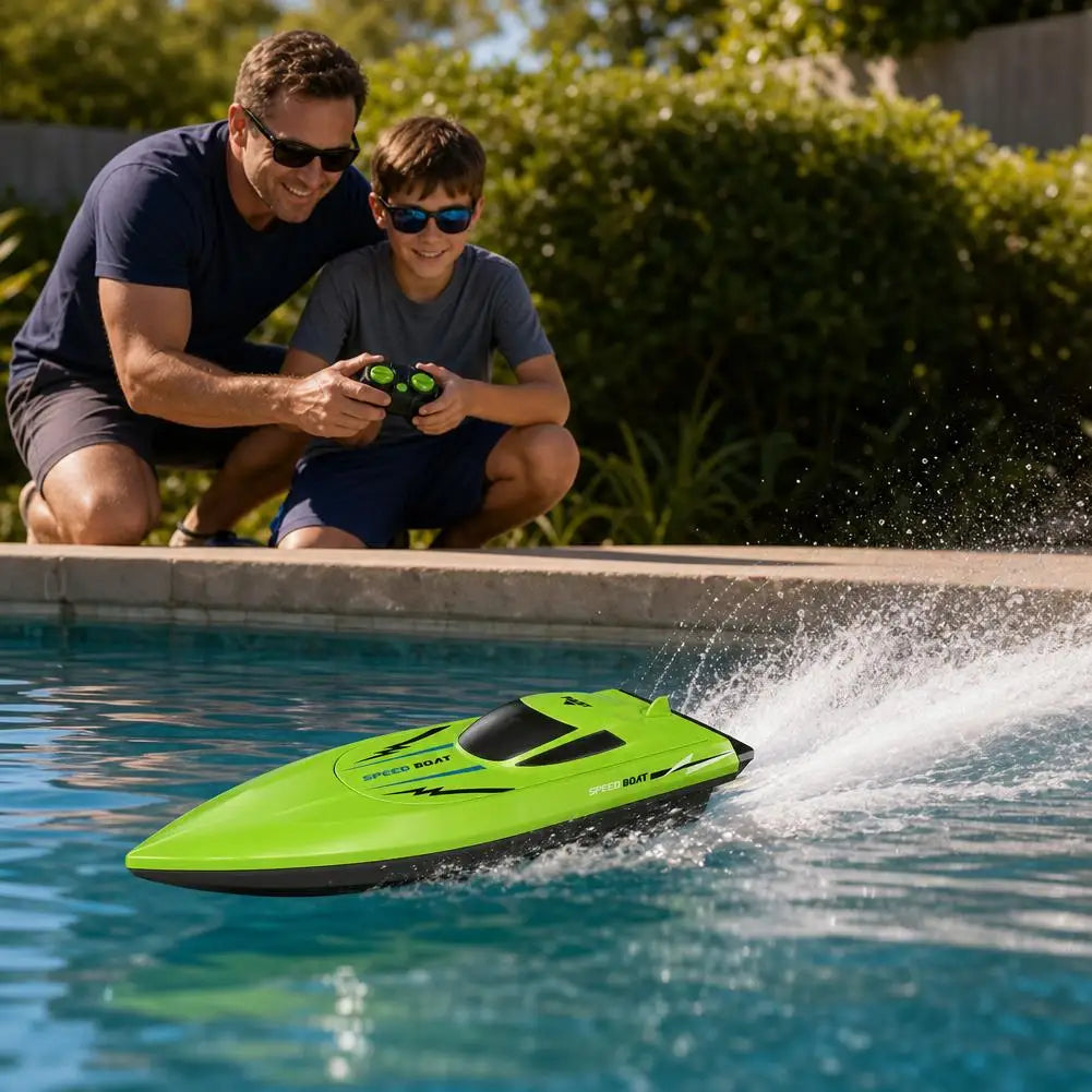 Remote Control Boat Waterproof Electric Toy Speedboat Swimming Pool Qme