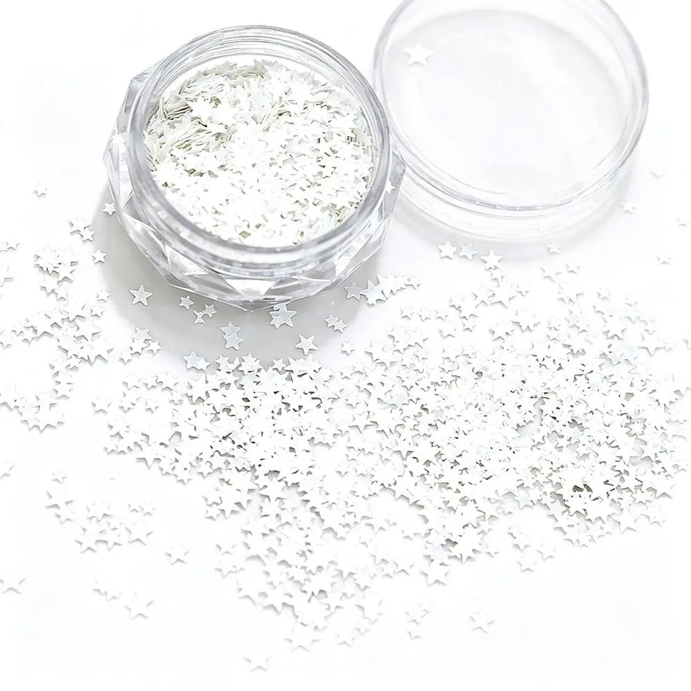 Silver Glitter Nails Design Shiny Nail Flakes Sparkling Sequins Qme C