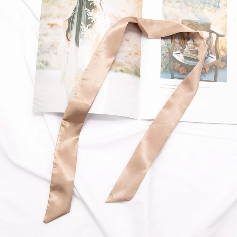 Long Bag Scarf Women Hair Band Lady Accessories Solid Skinny Scarves
