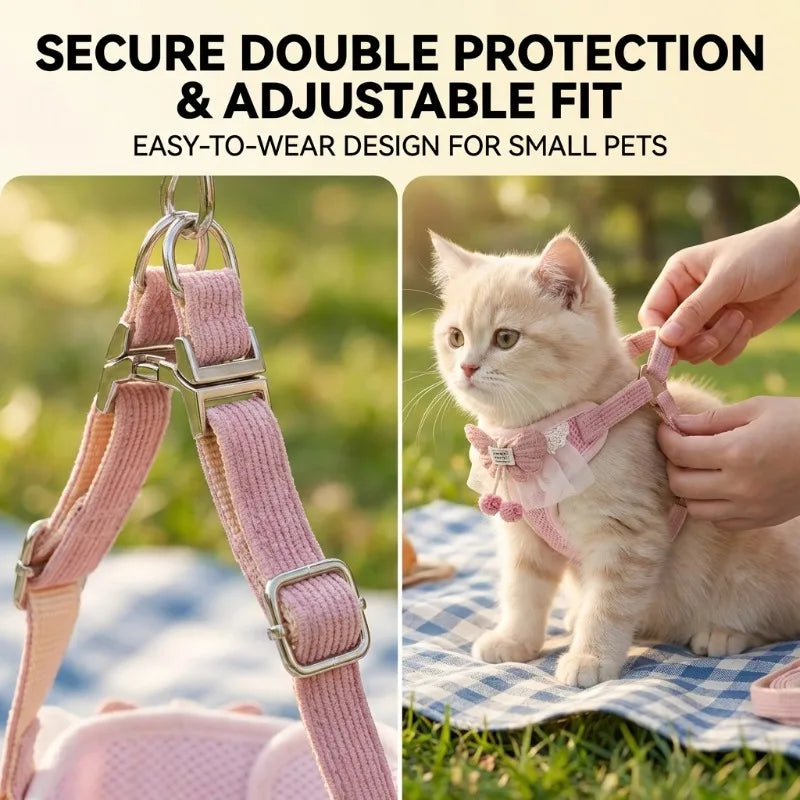 Dog Harness Leash Small Medium Adjustable Ventilate Puppy Cat Pet Qme