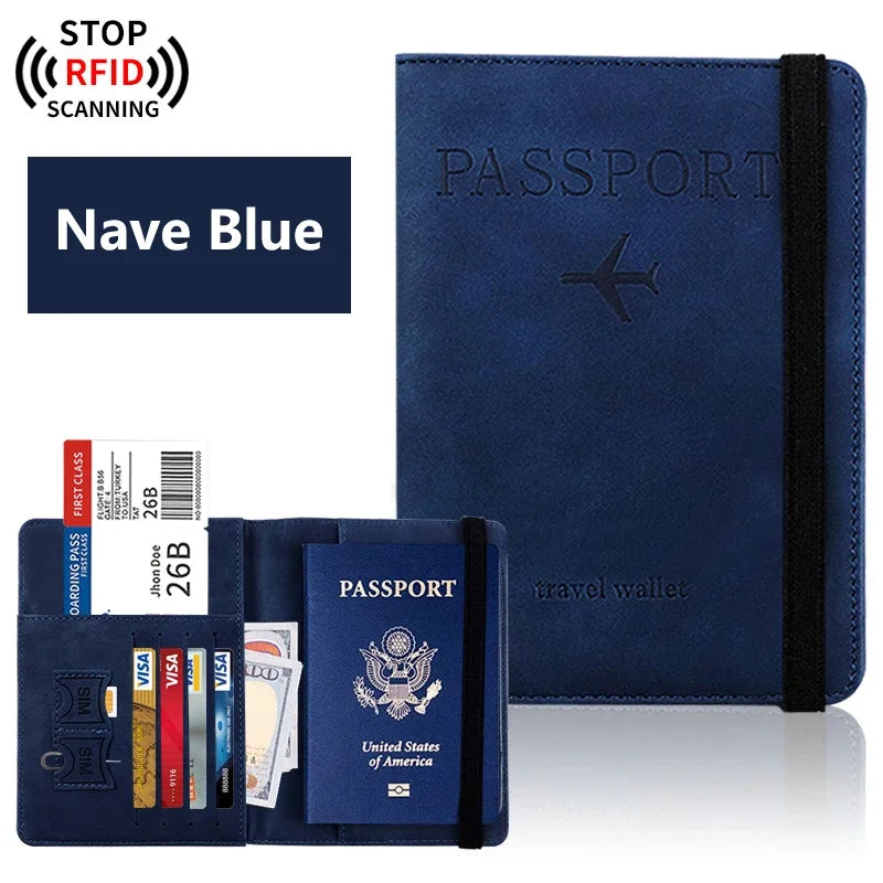 Passport Holder Travel Essentials Wallet Cover Case Accessories Book Qme Nave Blue