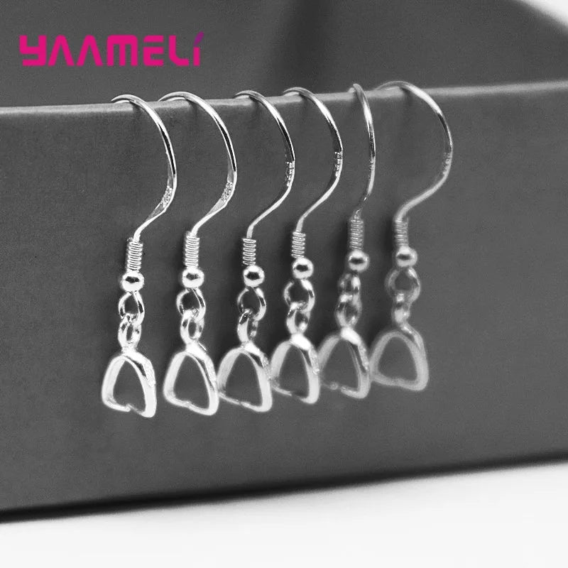 50PCS Lot Wholesale 925 Sterling Silver Handmade Jewelry Findings Components Bail Connector Bale Pinch Clasp for Earrings Qme