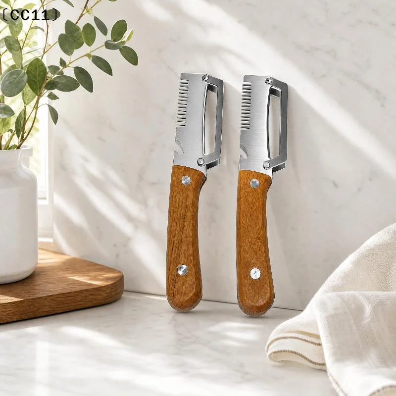Multi-functional 3-in-1 Stainless Steel Serrated Vegetable Peeler Qme