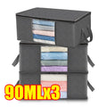 Closet Organizers and Storages Clothes Storage Bag Blanket Storage Foldable Storages Bin Sturdy Sewn By 3 Layers Fabrics Qme 3PCS-90L