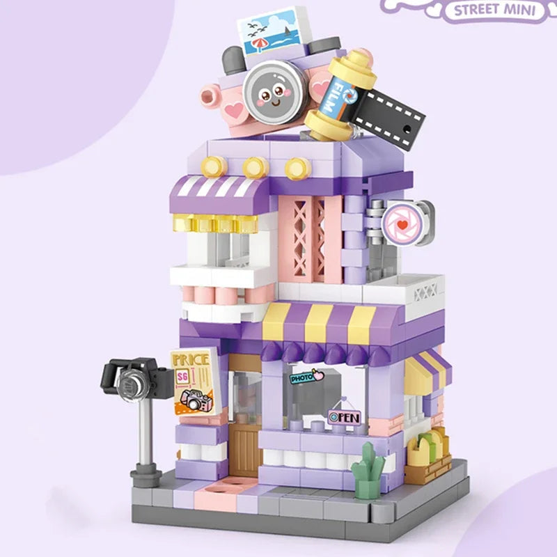 Restaurant Dessert Coffee Pet Fruit Store Street View Food House Building Blocks Kit Girls Bricks Model Kids Boy Toy Child Gifts Qme Opp bag 2