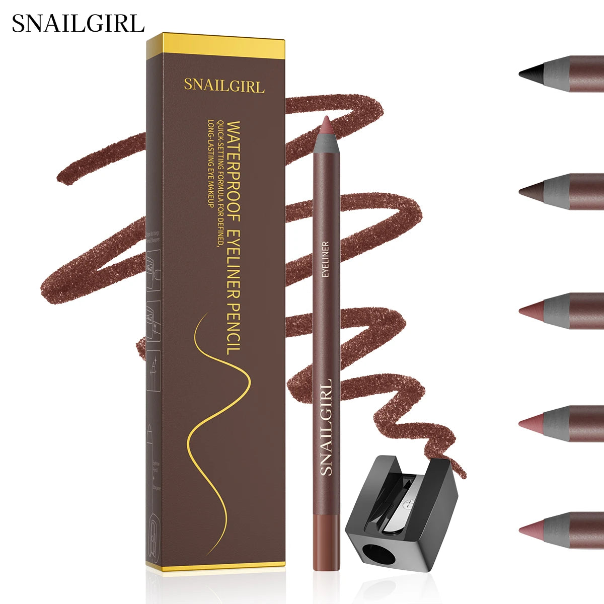 Eyeliner Pen, Waterproof And Sweatproof, Long Lasting Smudge ProofHard Refill Eyebrow Pencil Qme