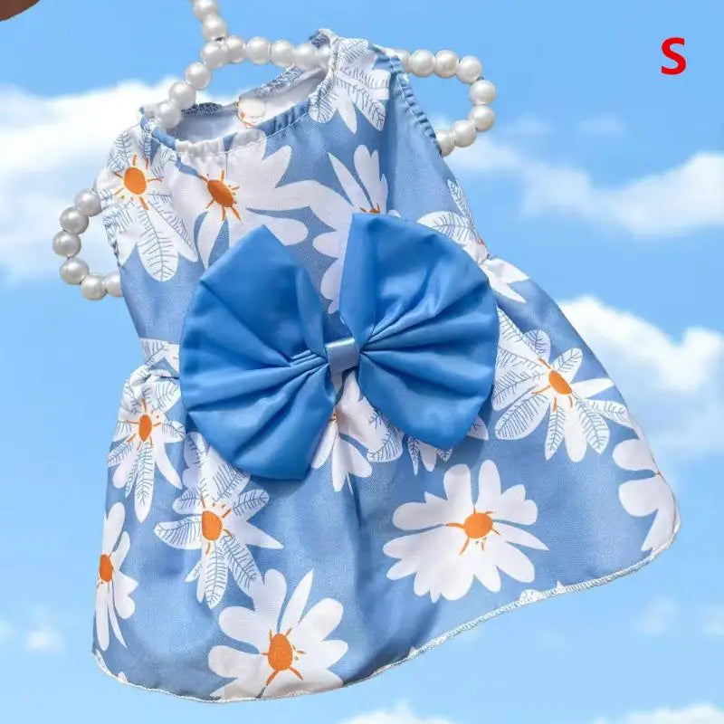 Princess Skirt Butterfly Bowknot Pet Poodle Cat Costume Floral Qme BLS