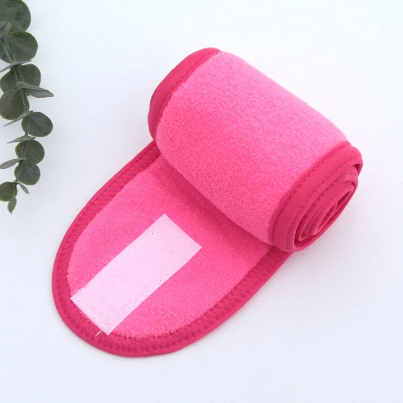 Women Head Band Adjustable SPA Facial Yoga Headband Bath Makeup Hair Qme Rose Red