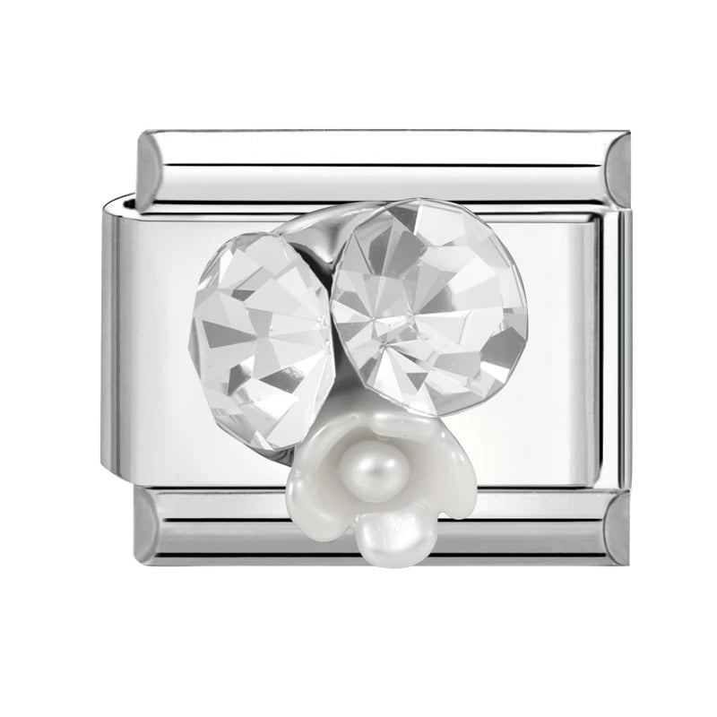 Shiny Zircon Heart Bow Butterfly Bouquet Star Italian Charm Links Fit