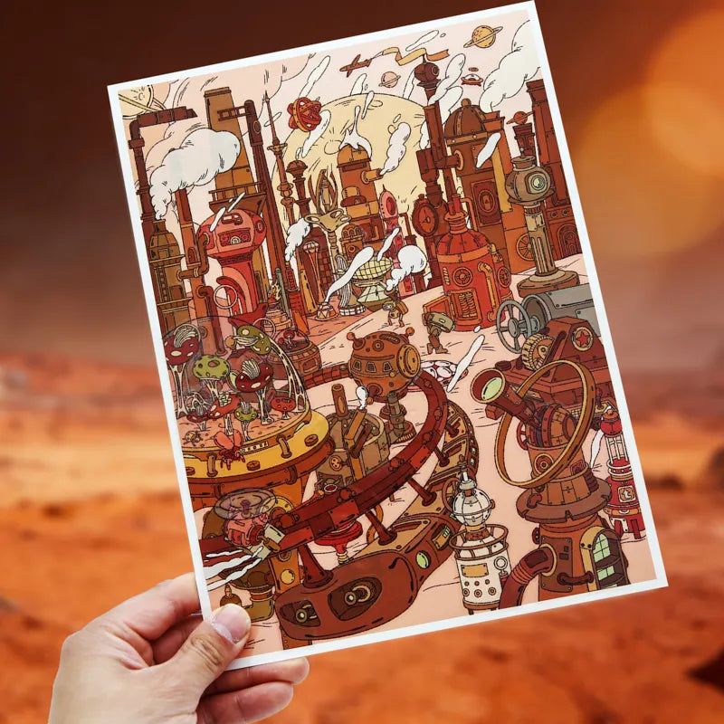 Steampunk Universe Diorama Stickers, Sci-Fi Fantasy Mini Scene Collection, Stress-relief Supplies for DIY Lovers Qme