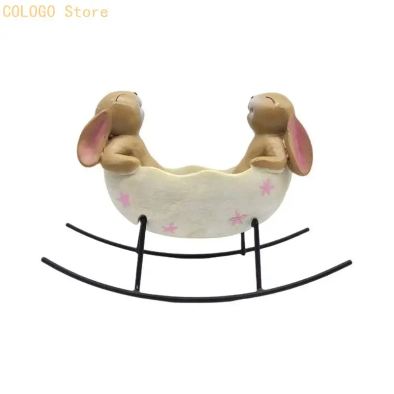 Rabbit Figure Easters Bunnies Eggs Cradle Statue Unique Decorations Qme C China Mainland