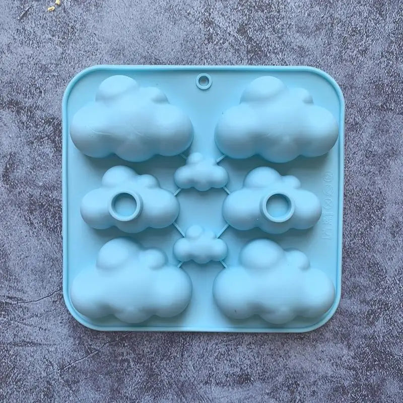 8-Cavity Cloud Shaped Silicone Candy Mould Chocolate Pudding Dessert Qme Blue