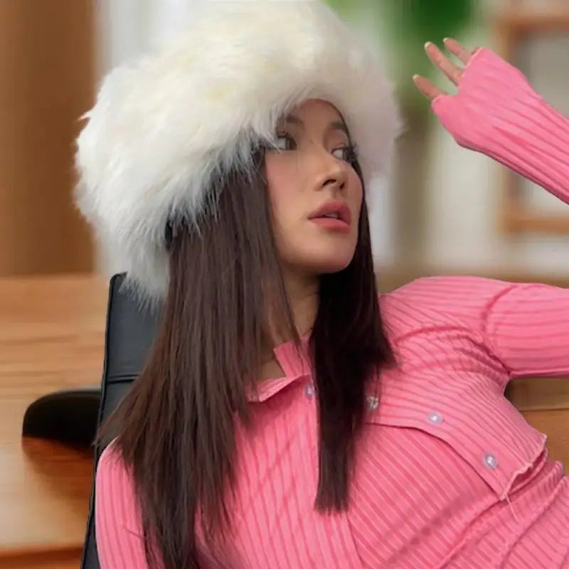 Fashion Fluffy Fur Women's Winter Hat Warm Ear Protection Snow Ski Qme