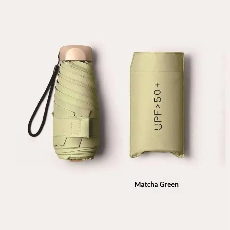 Compact Travel Mini Umbrella Uv Protection Capsule Umbrella 5 Fold Ultra Lightweight Sun Shade Umbrella Portable Manual Qme E metal-fiber composite 6K